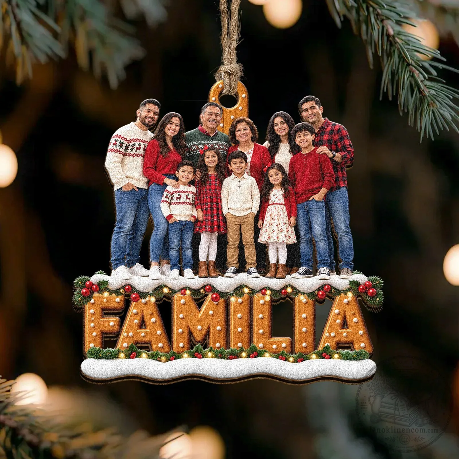 Personalized Family Photo Gingerbread Christmas Tree Ornament