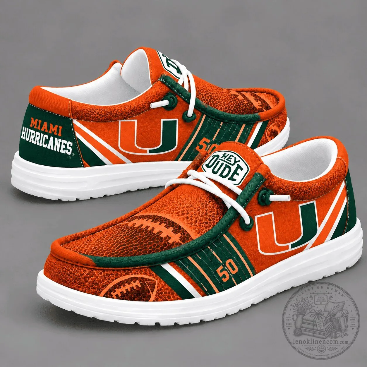 Miami Hurricanes NCAA Football Team Spirit Loafer Shoes for Men and Women