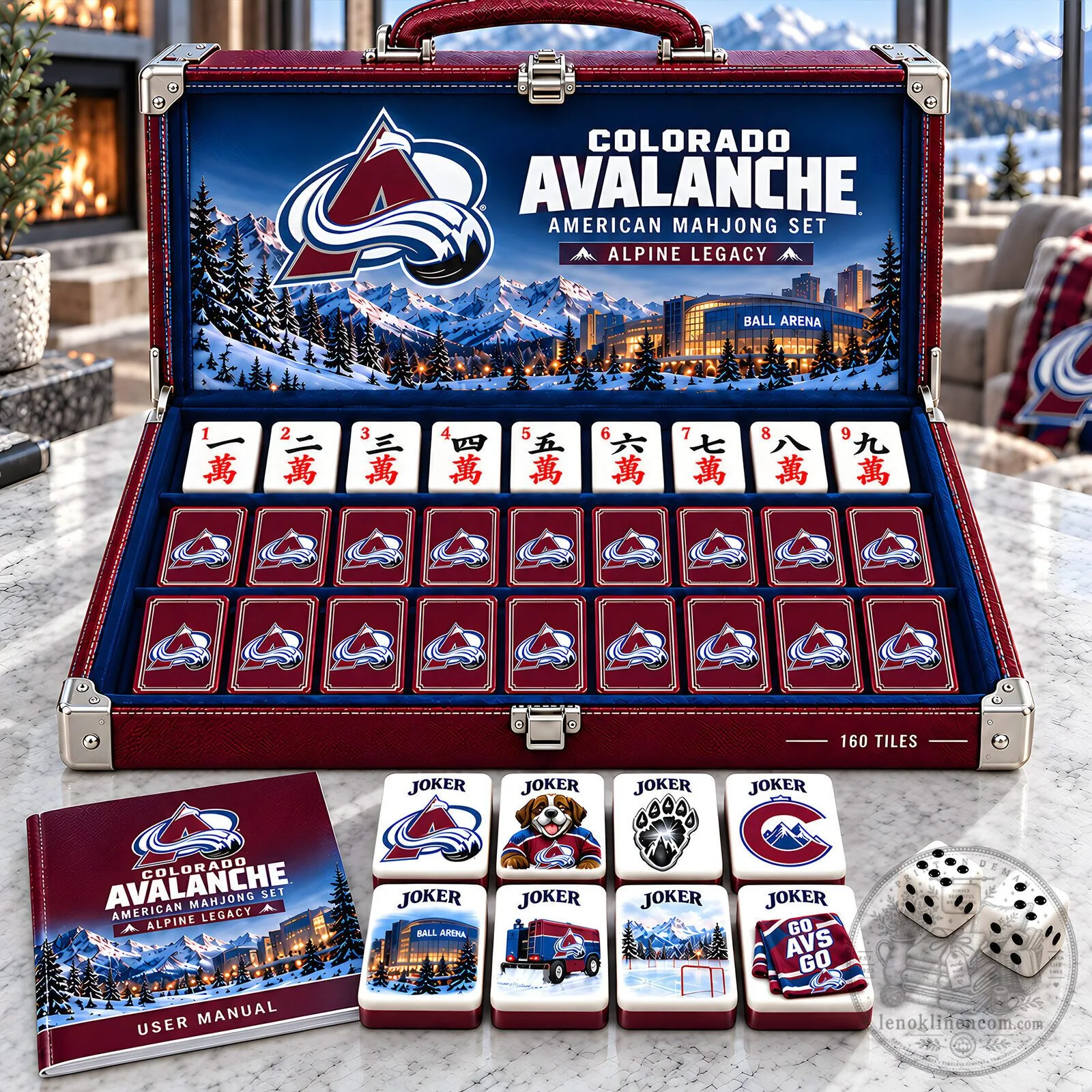 Colorado Avalanche American Mahjong Set Alpine Legacy 160 Tiles