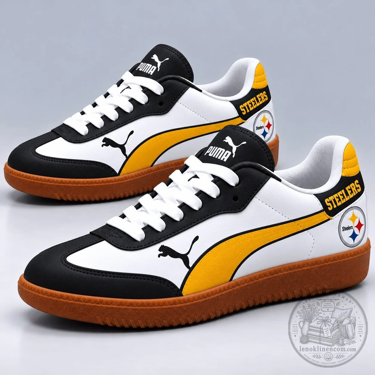 Pittsburgh Steelers NFL Team Logo White and Black Athletic Shoes