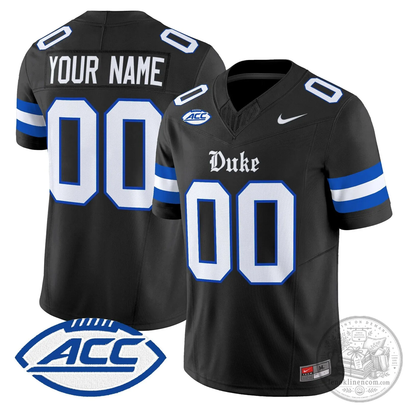 Duke Blue Devils Black Custom Number and Name Football Jersey
