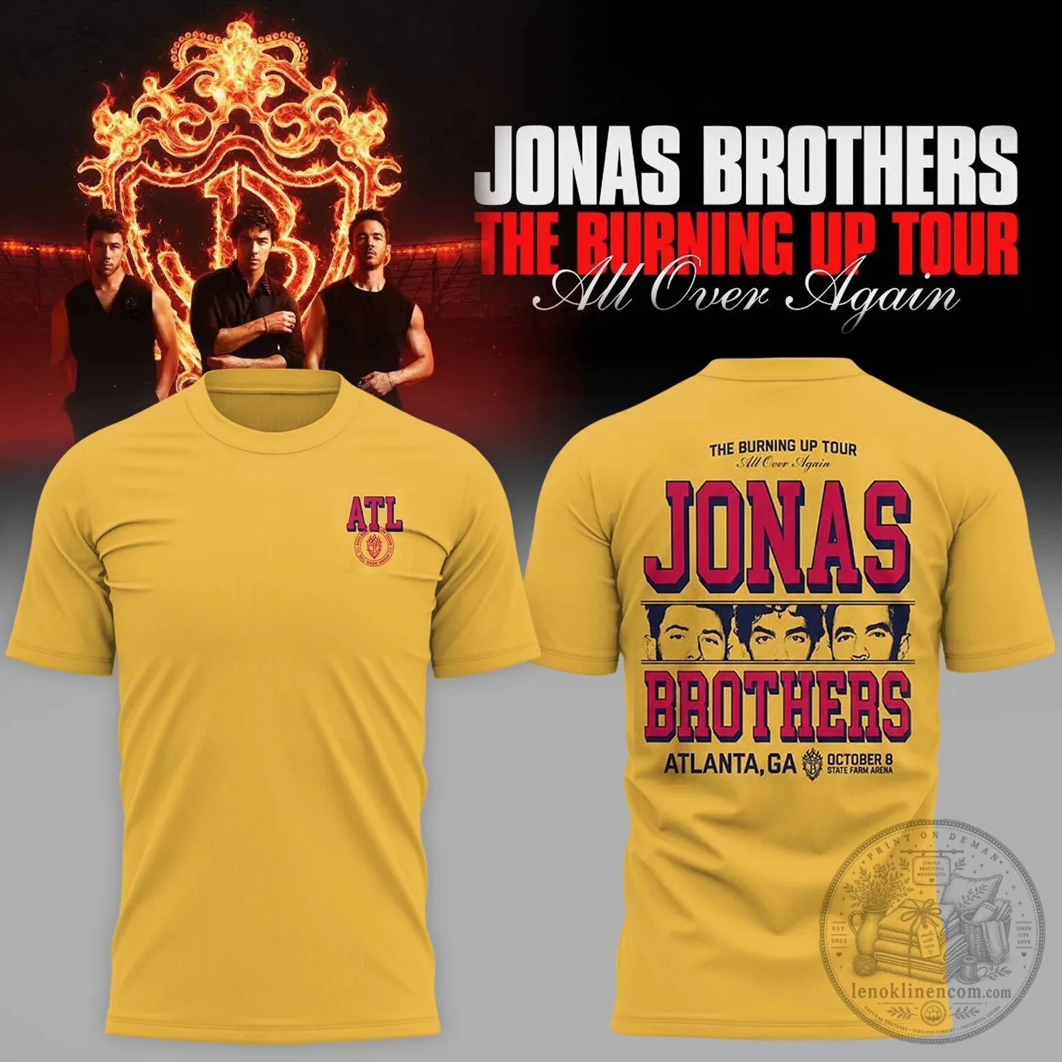 Jonas Brothers State Farm Arena Atlanta Concert T-Shirt The Burning Up Tour