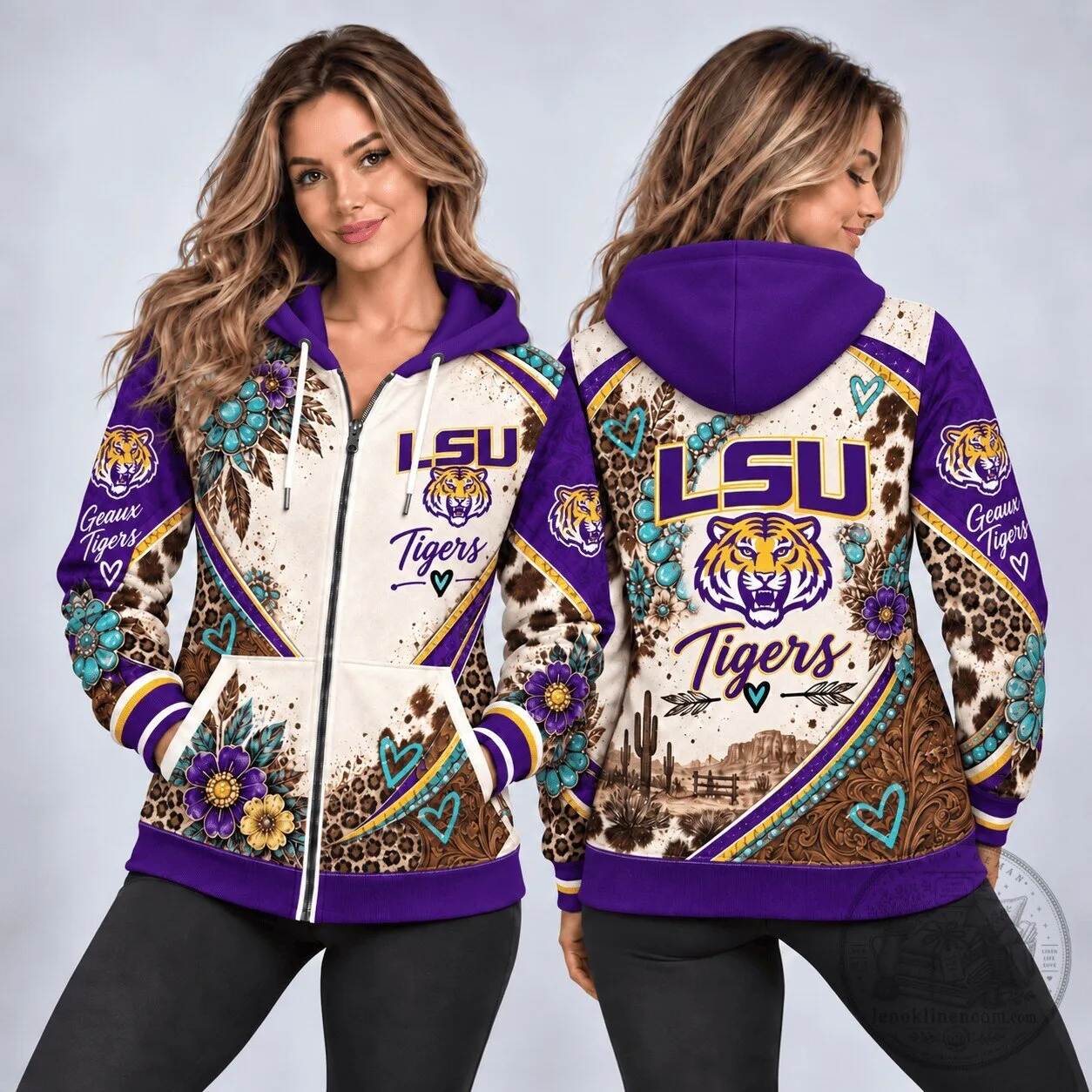 Louisiana State University Tigers Western Boho Full-Zip Hoodie