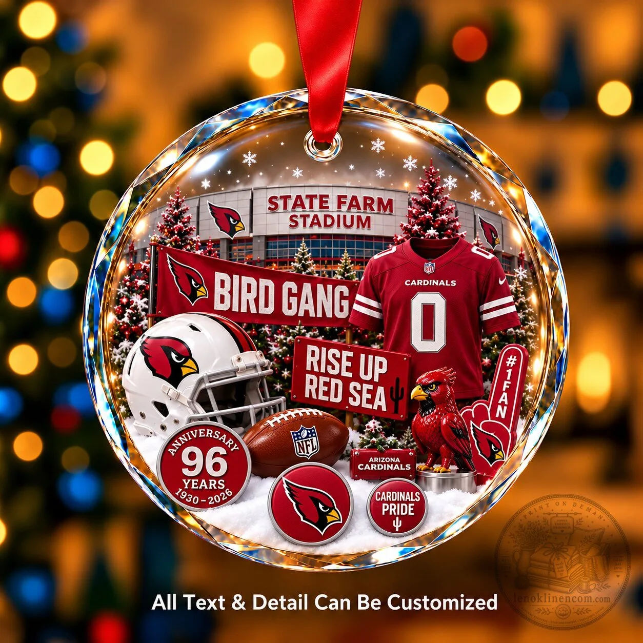 Arizona Cardinals Christmas Tree Ornament NFL Football Team Holiday Decoration