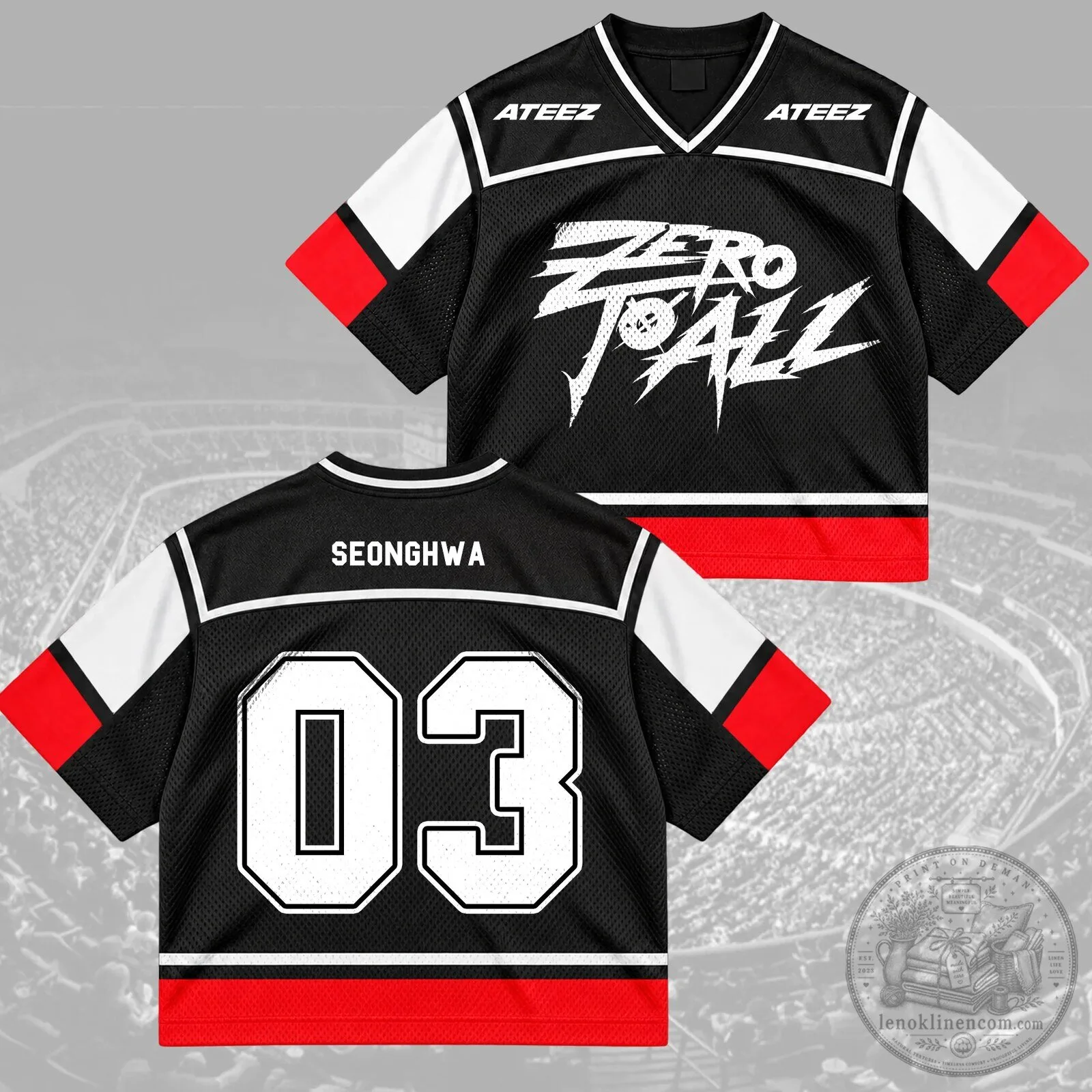 ATEEZ Zero To All World Tour Hongjoong Number 07 Mesh Hockey Jersey 10 ATEEZ Zero To All World Tour Hongjoong Number 07 Mesh Hockey Jersey