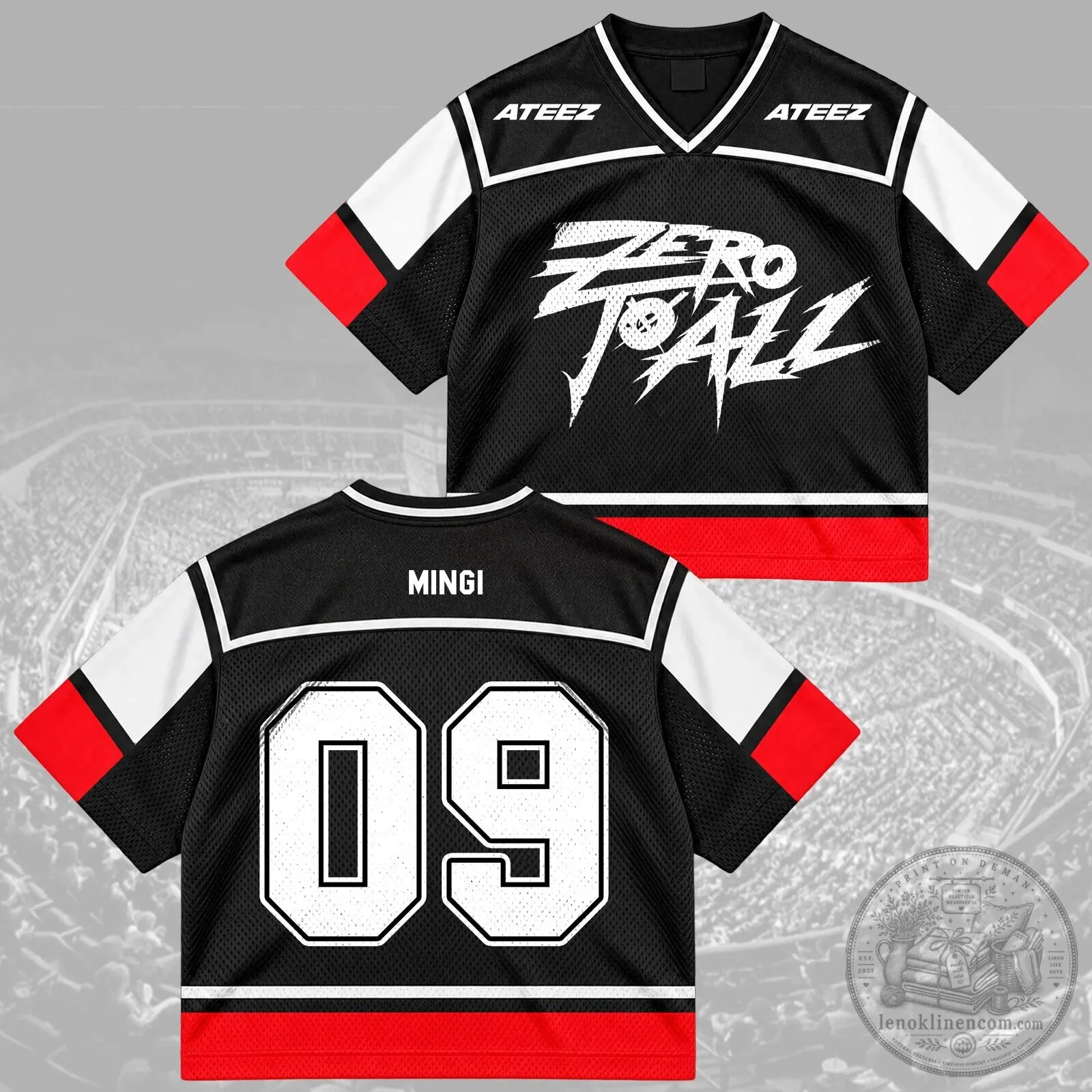 ATEEZ Zero To All World Tour Hongjoong Number 07 Mesh Hockey Jersey 14 ATEEZ Zero To All World Tour Hongjoong Number 07 Mesh Hockey Jersey