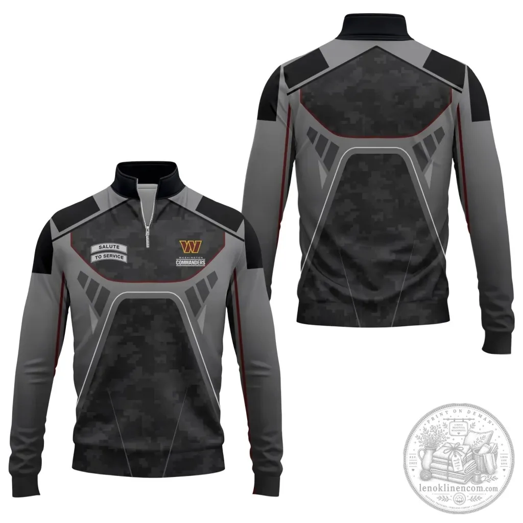 Long-Sleeve Pullover Shirt with Quarter-Zip for Washington Commanders Salute To Service Long-Sleeve Pullover Shirt with Quarter-Zip for Washington Commanders Salute To Service