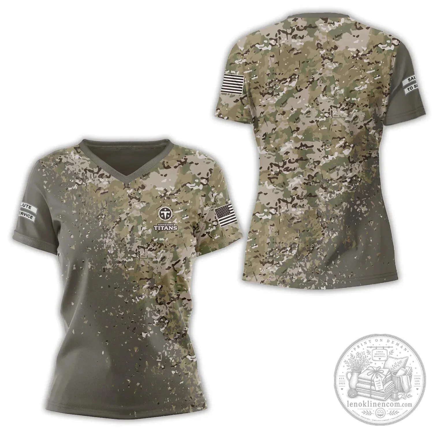 Tennessee Titans Camouflage V-Neck T-Shirt for Salute To Service Events