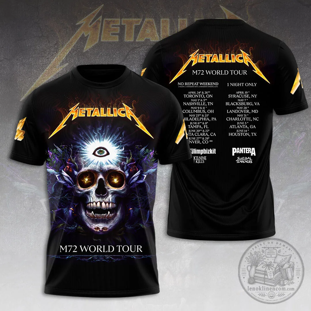 Metallica M72 World Tour Skull All Over Print Short Sleeve T-Shirt 1 Metallica M72 World Tour Skull All Over Print Short Sleeve T-Shirt