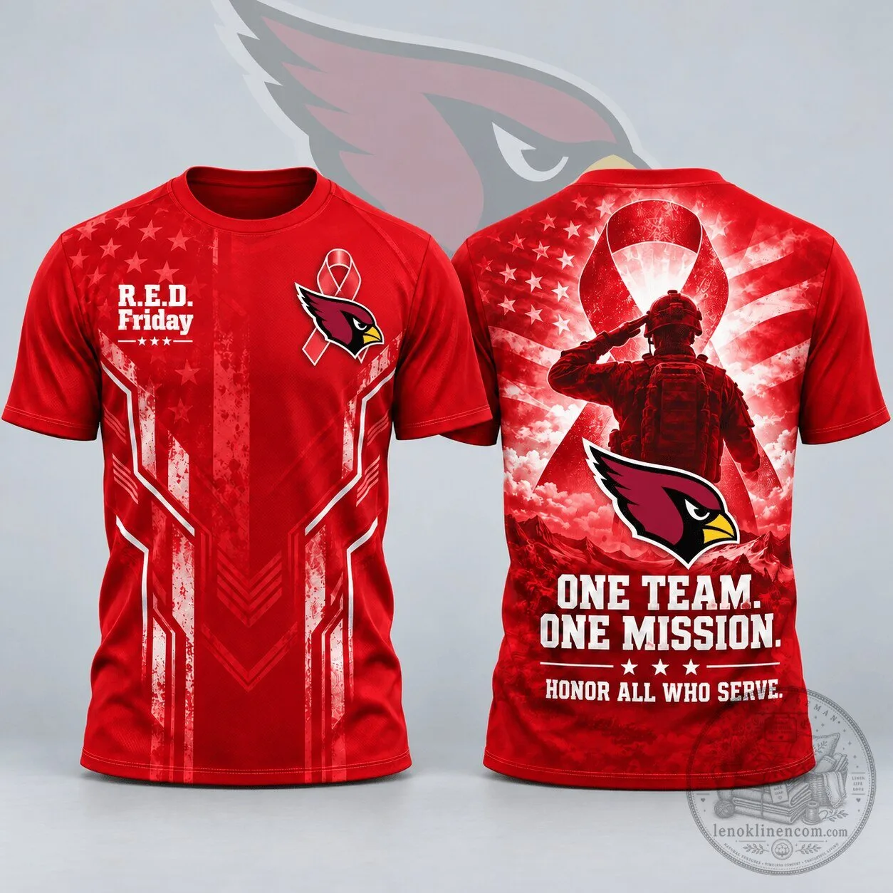 Arizona Cardinals R.E.D. Friday One Team One Mission Patriotic Soldier Tribute T-Shirt