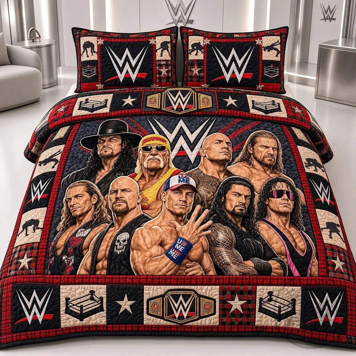 WWE Legends Championship Wrestling Quilt Bedding Set