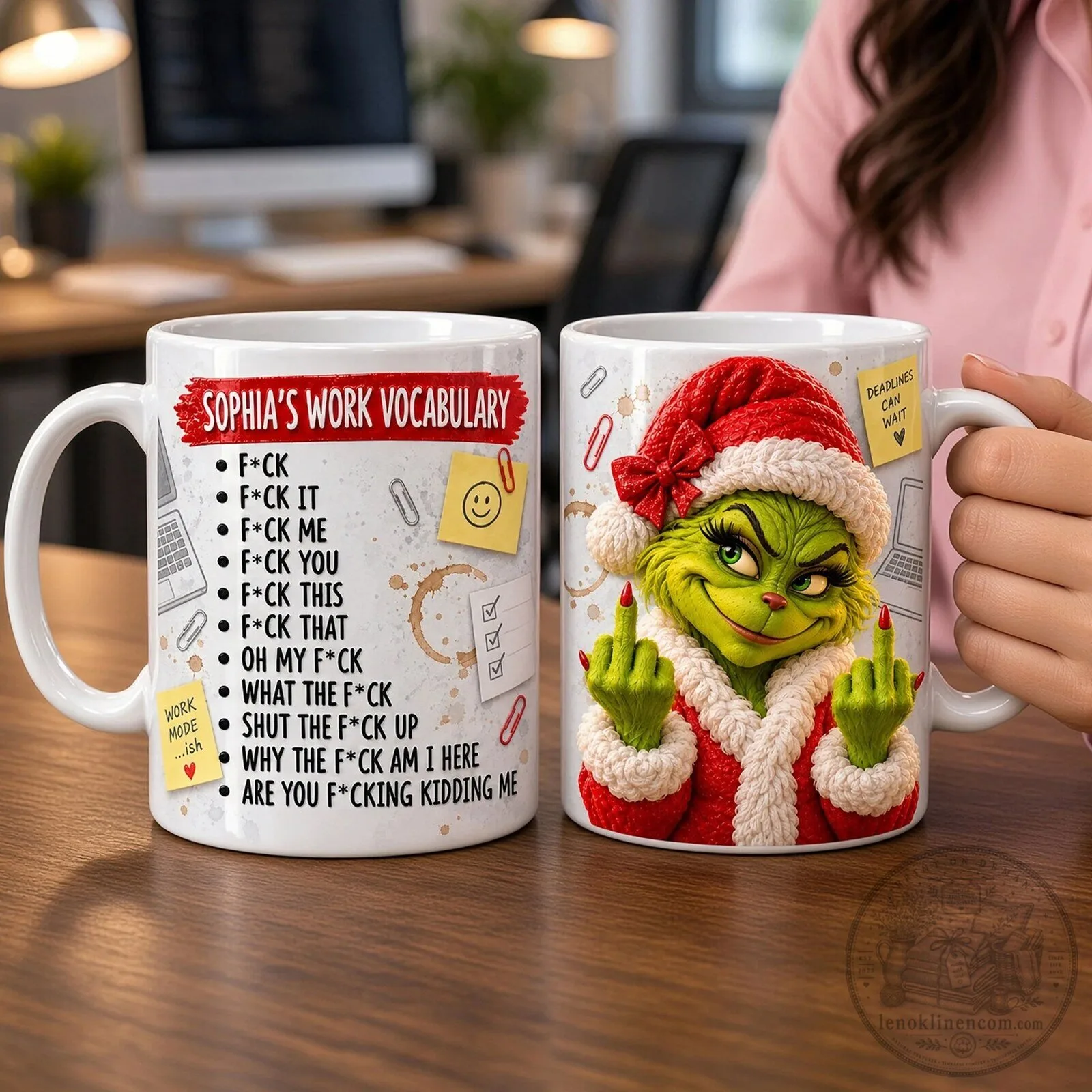 Funny Grinch Christmas Work Vocabulary Coffee Mug - Personalized Coworker Gift