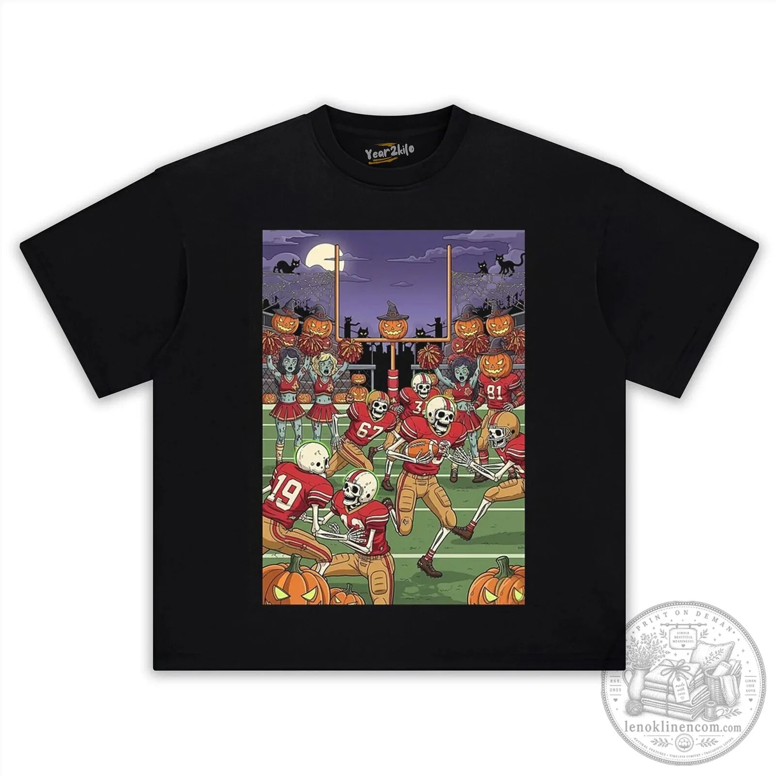 San Francisco 49ers Skeleton Zombie Halloween Football T-Shirt