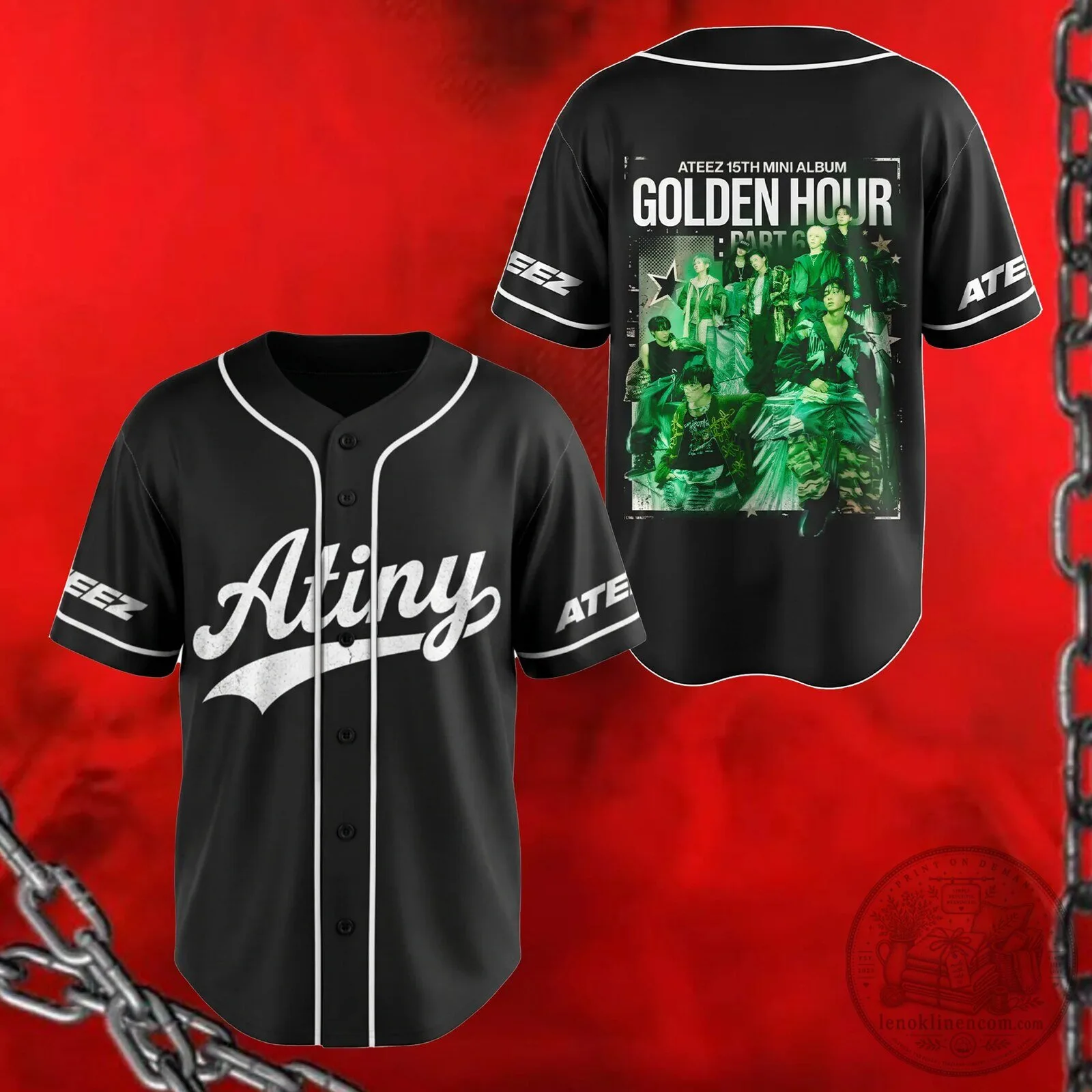 Ateez Atiny Golden Hour Part 1 Album Baseball Jersey K-Pop Fan Apparel