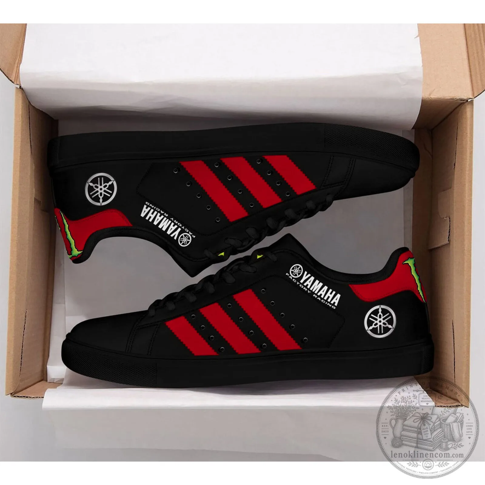 Yamaha Factory Racing Black and Red Stripe Casual Shoes