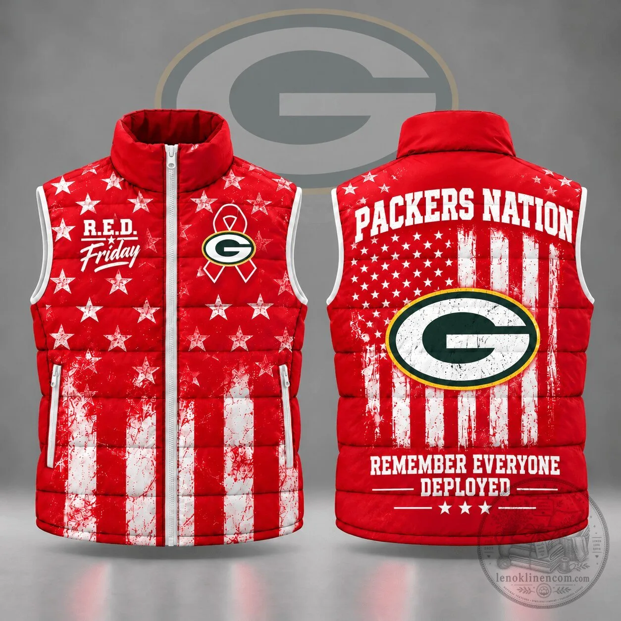 Green Bay Packers R.E.D. Friday Stars and Stripes Puffer Vest