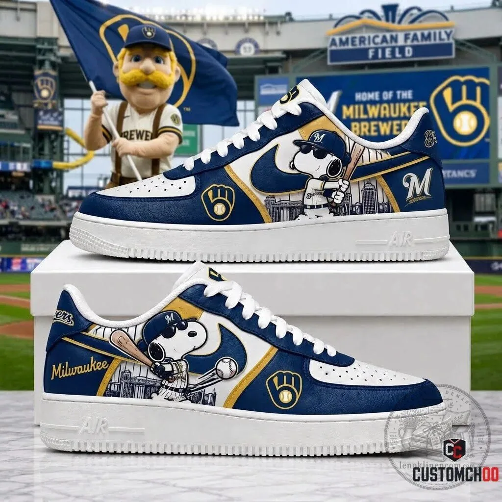 Milwaukee Brewers Snoopy Baseball Team Fan Shoes