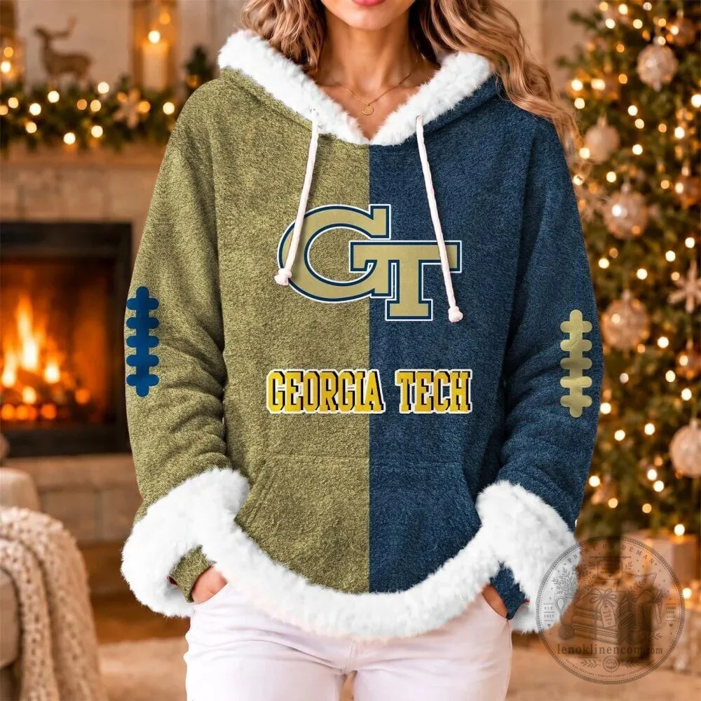 Georgia Tech Yellow Jackets Football Team Logo Split Color Hoodie
