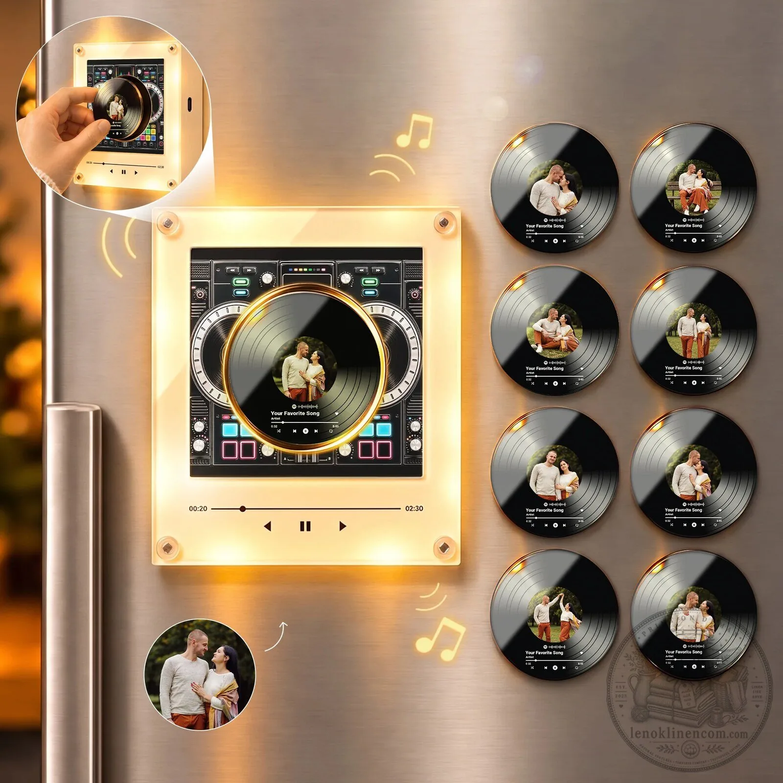Custom Photo Music Player Couple Refrigerator Magnet