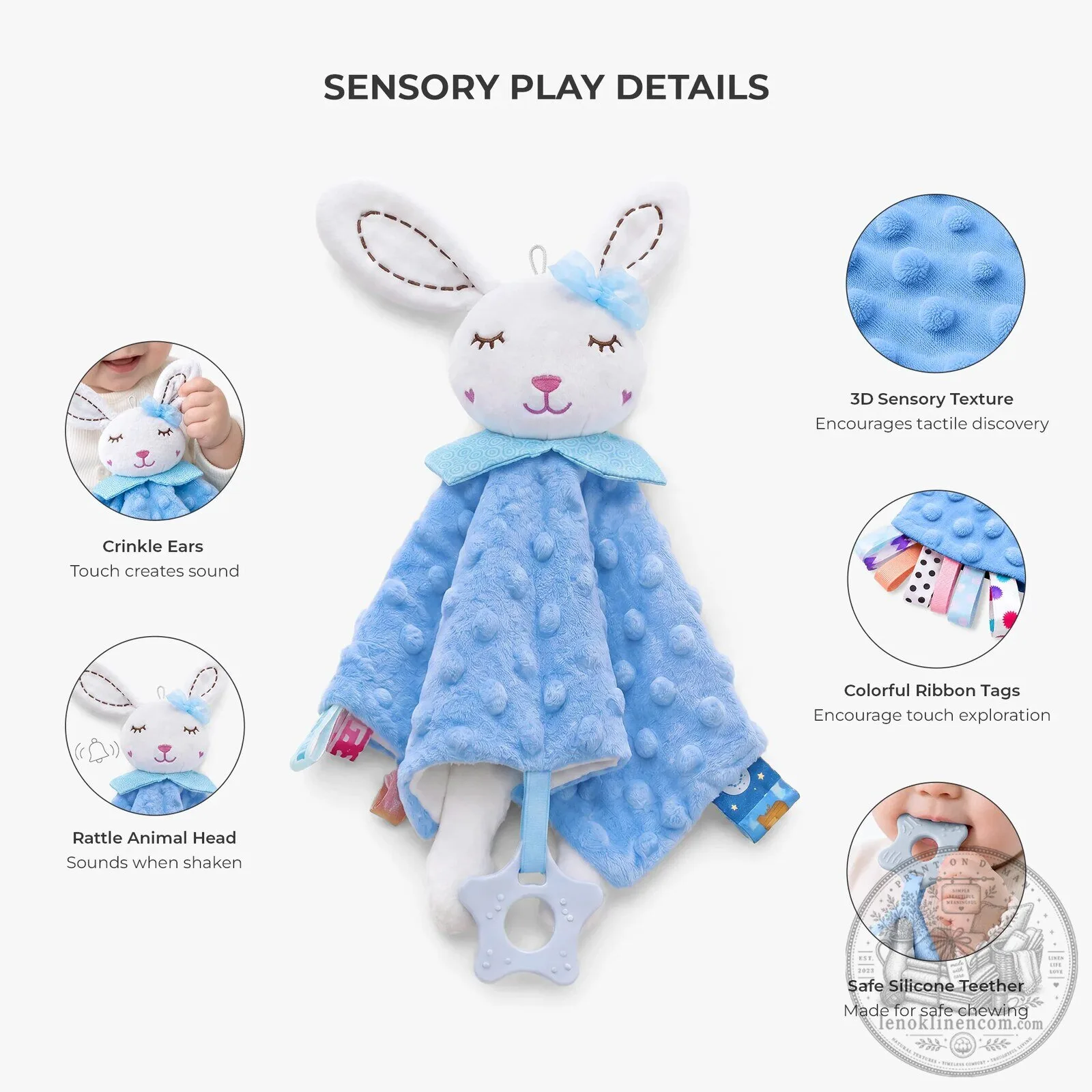 Personalized Pink Bunny Floral Baby Security Blanket with Name Embroidery 9 Personalized Pink Bunny Floral Baby Security Blanket with Name Embroidery