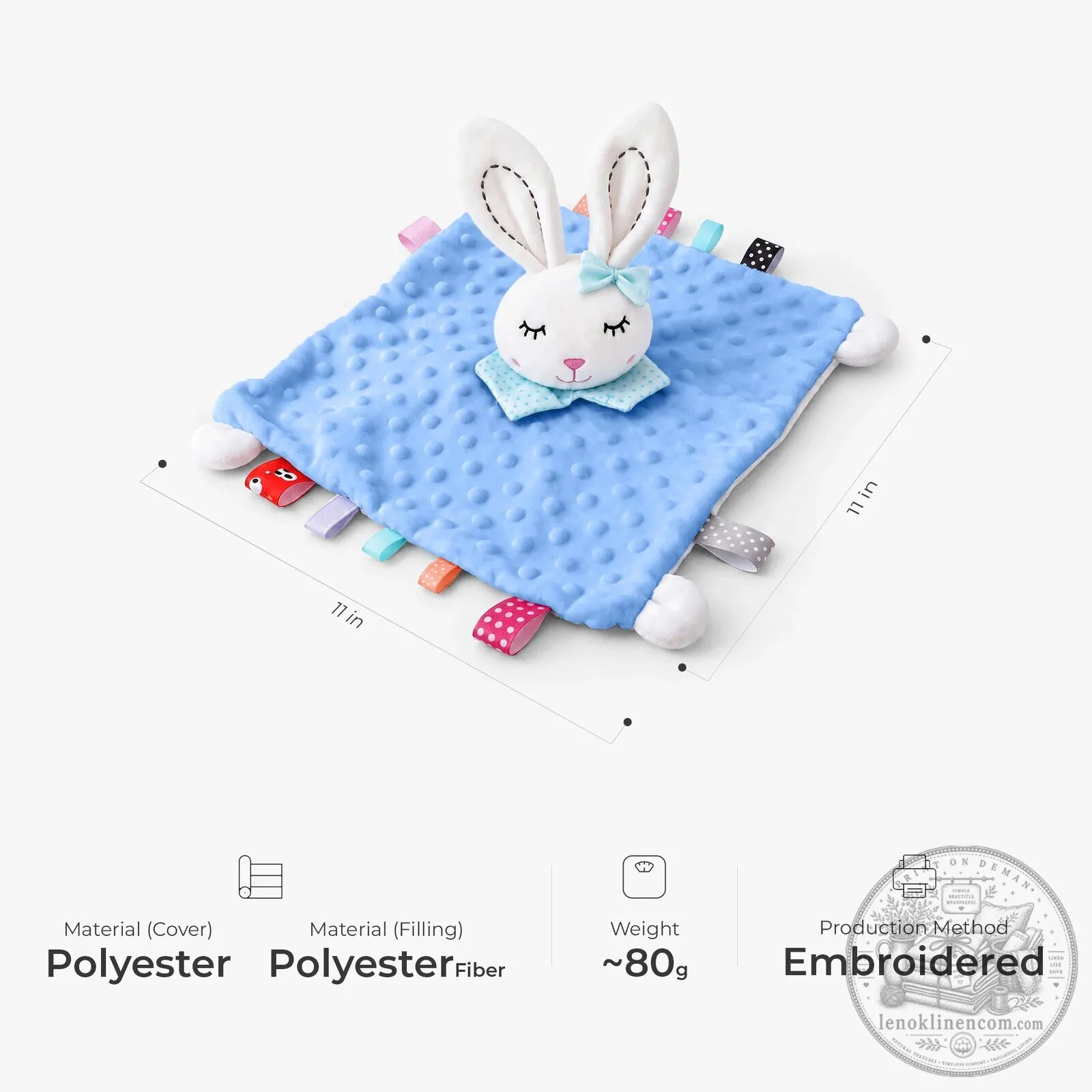 Personalized Pink Bunny Floral Baby Security Blanket with Name Embroidery 10 Personalized Pink Bunny Floral Baby Security Blanket with Name Embroidery
