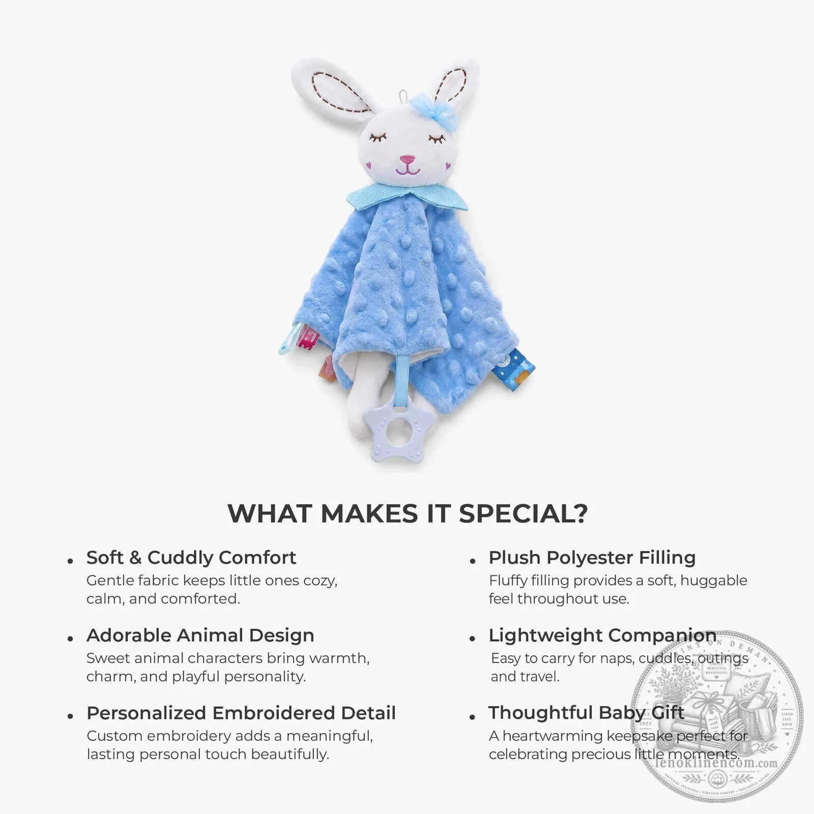 Personalized Pink Bunny Floral Baby Security Blanket with Name Embroidery 13 Personalized Pink Bunny Floral Baby Security Blanket with Name Embroidery