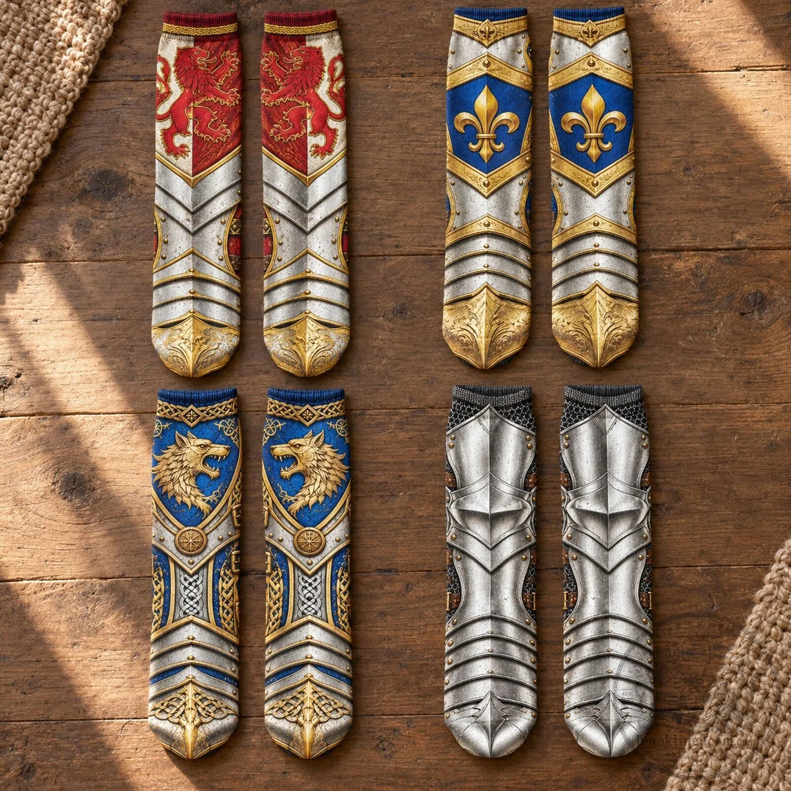 Knight Armor Medieval Fantasy Leggings Socks for Men and Women