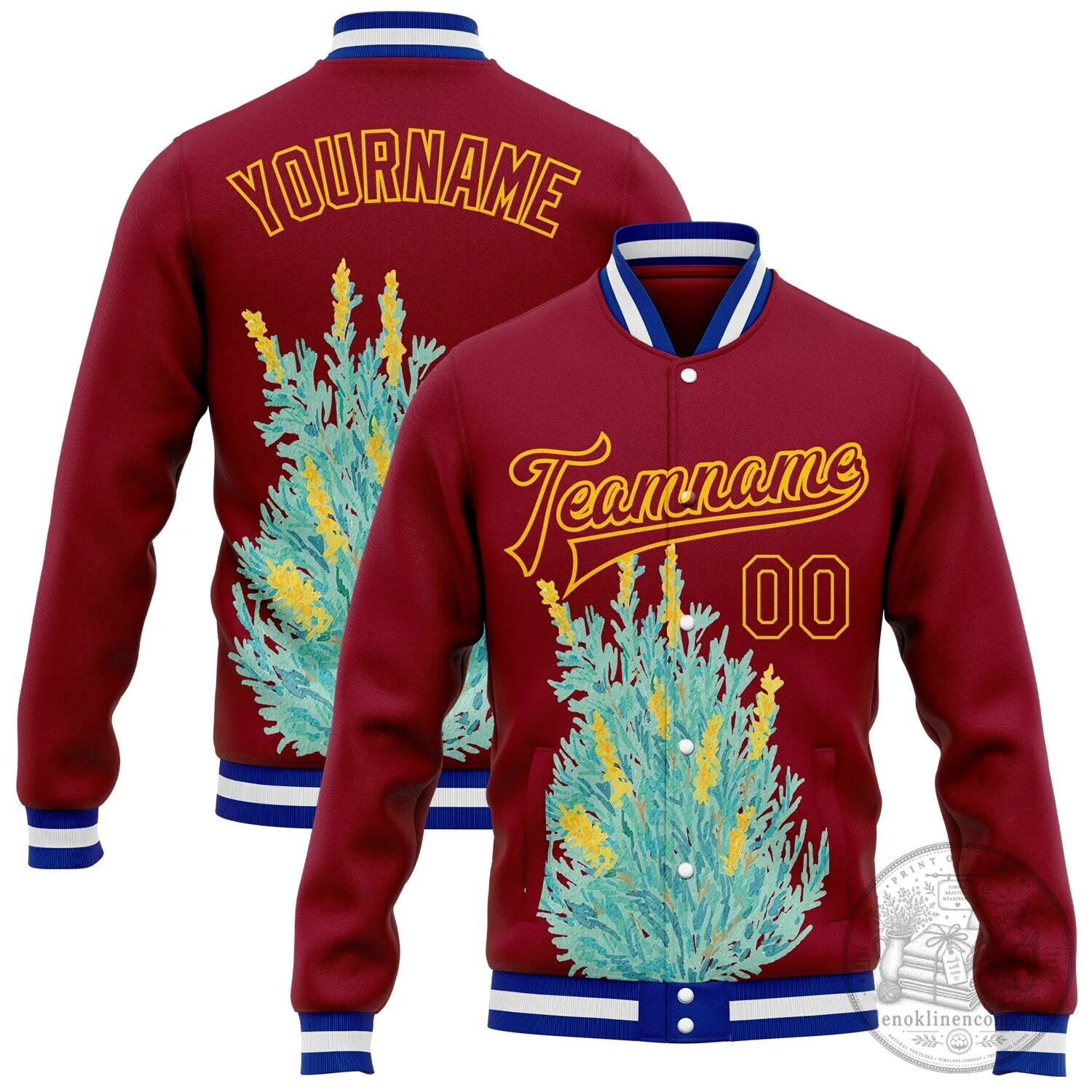 Nevada State Flower Sagebrush Crimson Gold White Custom Varsity Jacket