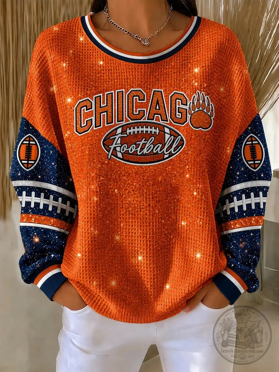 Chicago Football Gameday Sparkle Women’s Long Sleeve Sweatshirt
