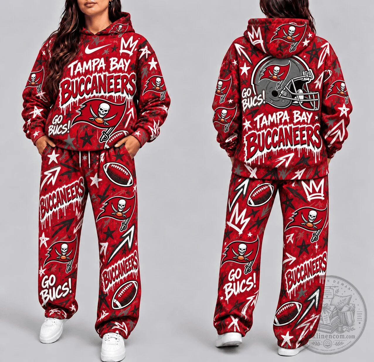 Tampa Bay Buccaneers Football Team Graffiti Style Hoodie and Sweatpants Set