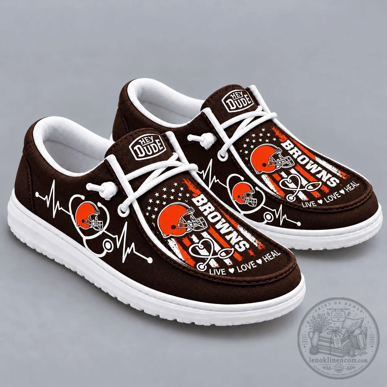 Cleveland Browns Football Team Live Love Heal Heartbeat Shoes