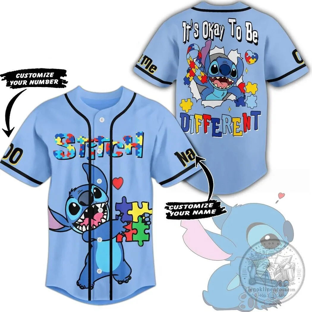Stitch Autism Awareness It's Okay To Be Different Baseball Jersey 4 stitch autism awareness it s okay to be different baseball jersey featured