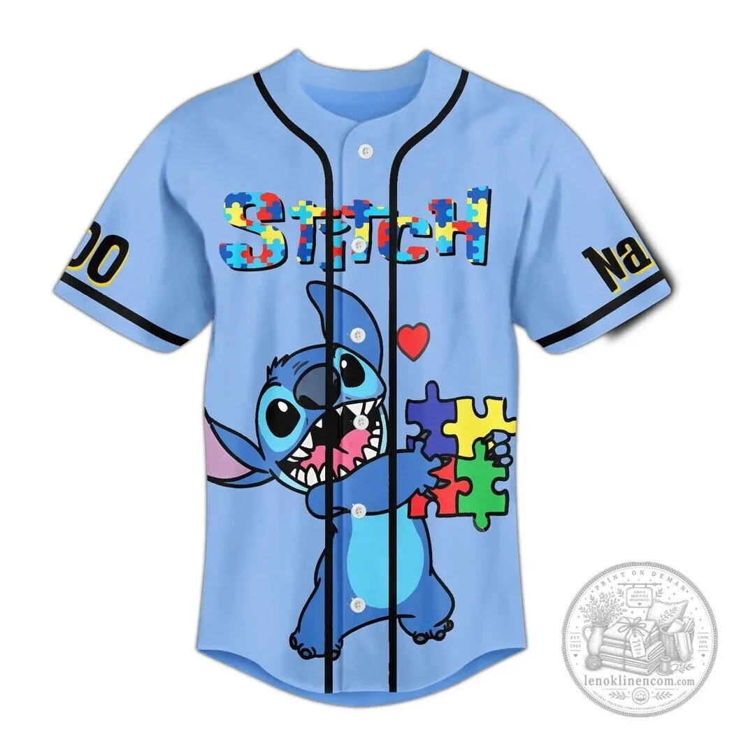 Stitch Autism Awareness It's Okay To Be Different Baseball Jersey 5 stitch autism awareness it s okay to be different baseball jersey gallery 1