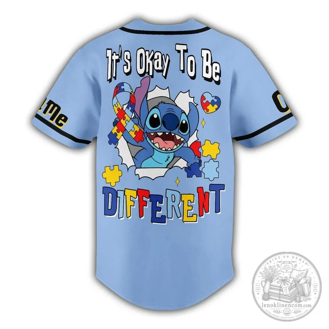 Stitch Autism Awareness It's Okay To Be Different Baseball Jersey 6 stitch autism awareness it s okay to be different baseball jersey gallery 2