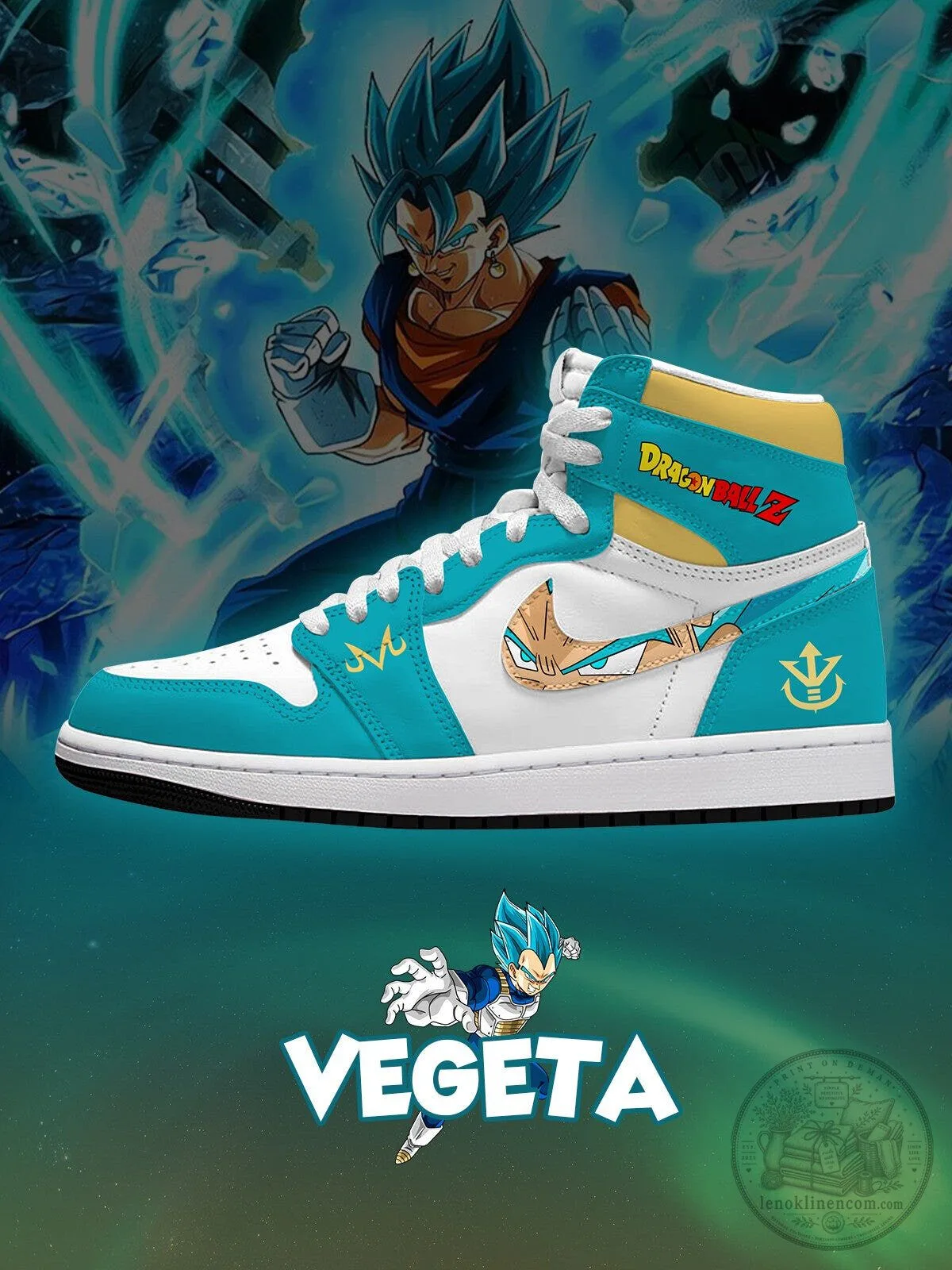 Dragon Ball Z Vegeta Super Saiyan Blue High-Top Custom Sneakers 1 Dragon Ball Z Vegeta Super Saiyan Blue High-Top Custom Sneakers