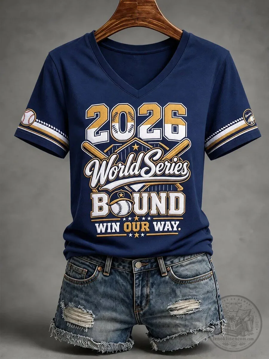 2026 World Series Bound Baseball Game Day V-Neck T-Shirt