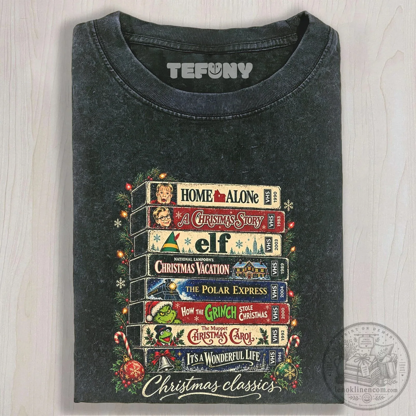 Christmas Classics VHS Tapes Holiday Movie Marathon Black T-Shirt
