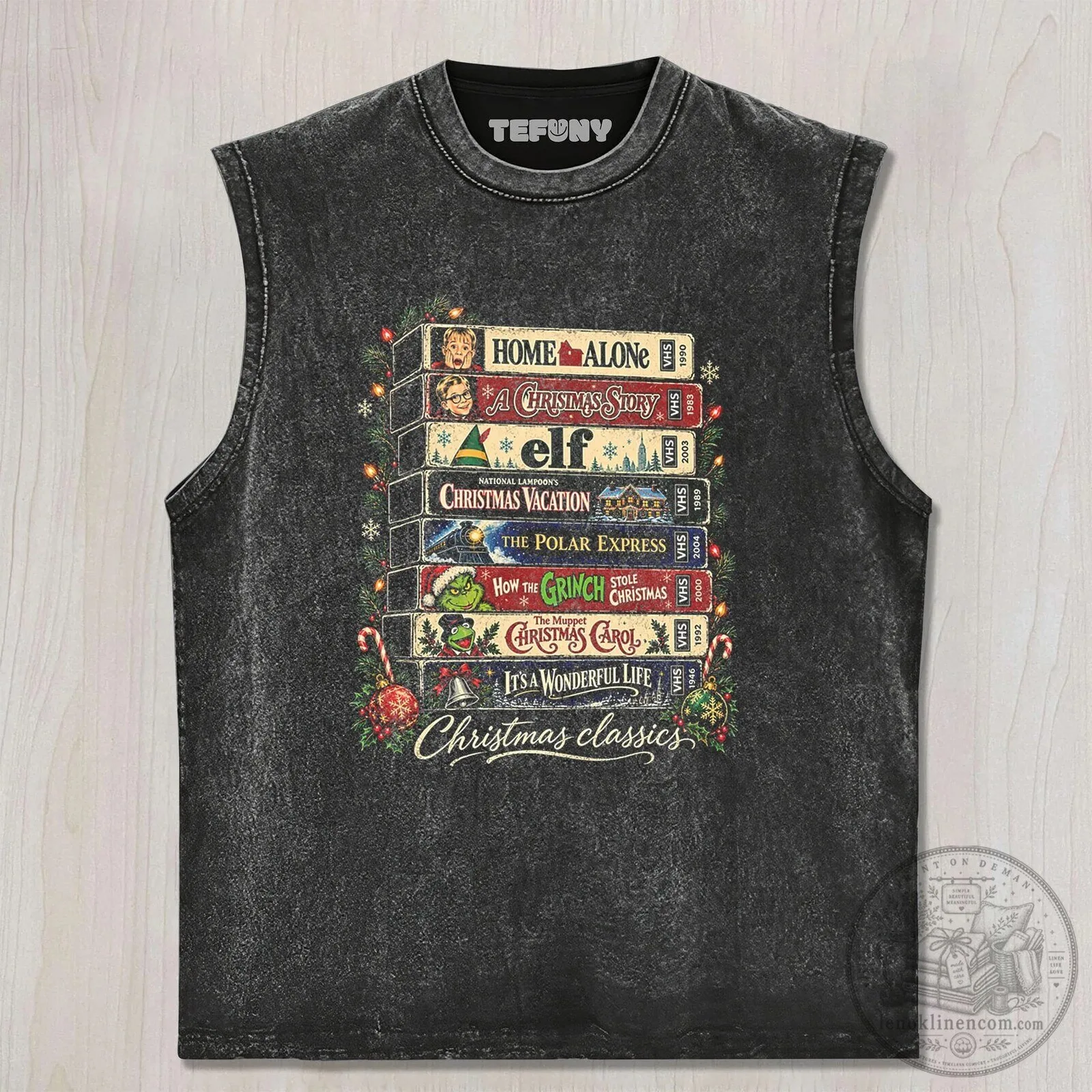 Christmas Classics VHS Tapes Holiday Movie Marathon Black T-Shirt 6 Christmas Classics VHS Tapes Holiday Movie Marathon Black T-Shirt