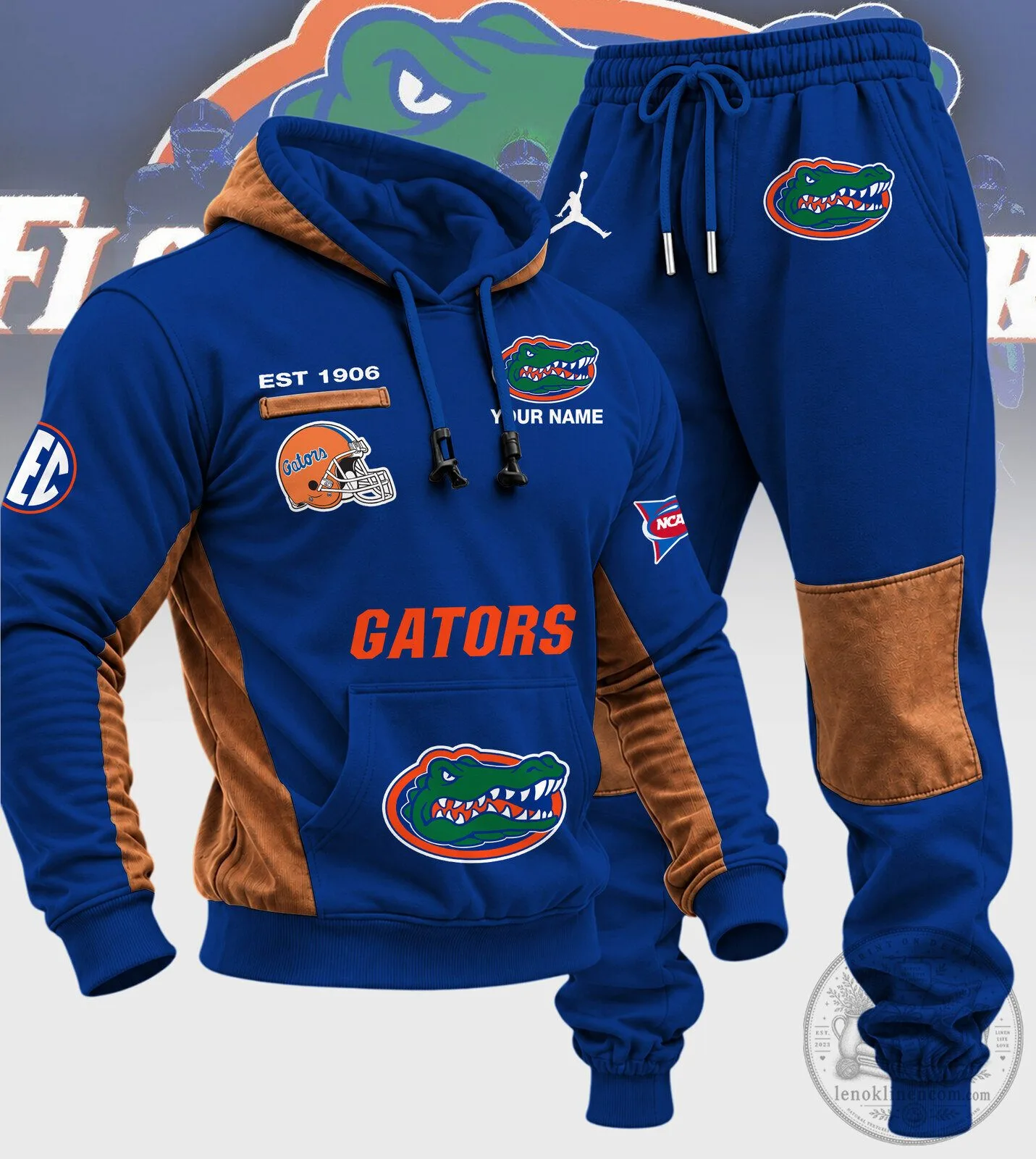 Florida Gators NCAA Football Team Logo Blue and Orange Hoodie