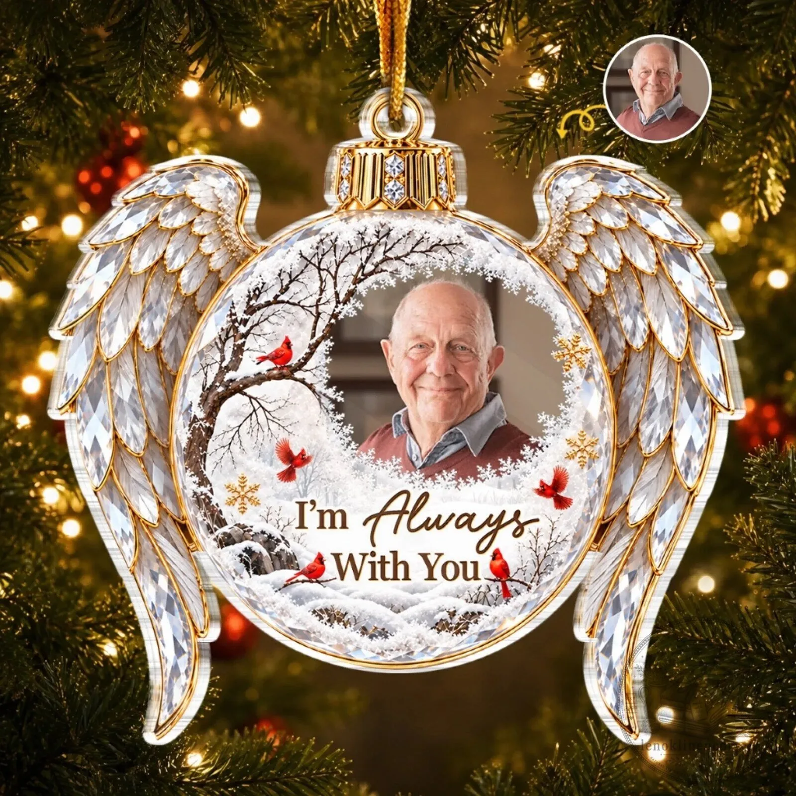 Personalized Memorial Angel Wings Christmas Ornament - I'm Always With You