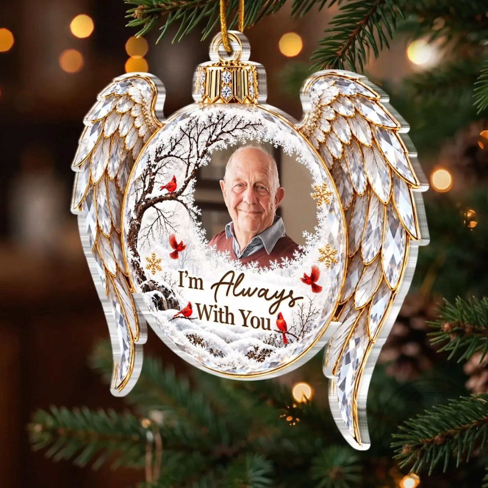 Personalized Memorial Angel Wings Christmas Ornament - I'm Always With You 8 personalized memorial angel wings christmas ornament i m always with you gallery 1