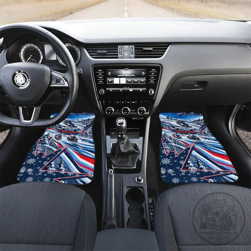 Bobsleigh Winter Sports Ice Racing Snowflakes Car Mat Set 8 Bobsleigh Winter Sports Ice Racing Snowflakes Car Mat Set