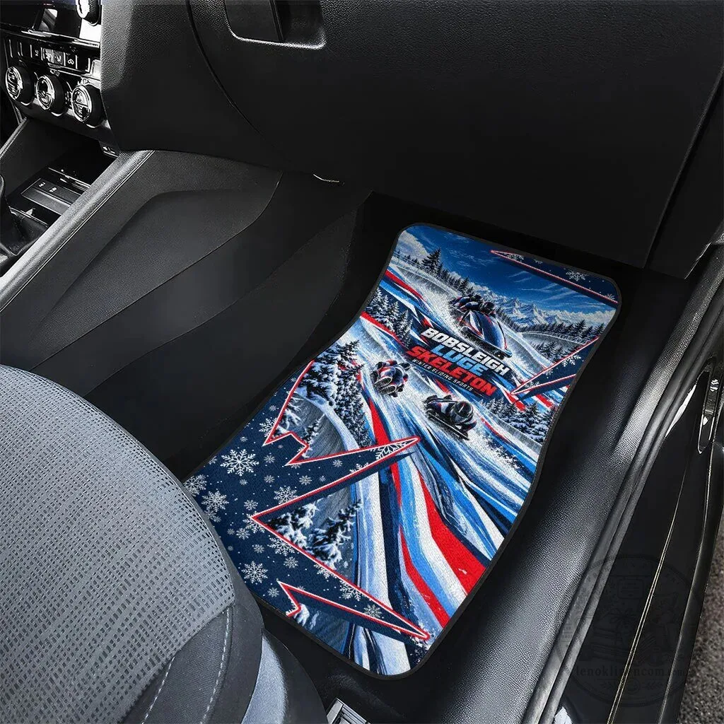 Bobsleigh Winter Sports Ice Racing Snowflakes Car Mat Set 10 Bobsleigh Winter Sports Ice Racing Snowflakes Car Mat Set