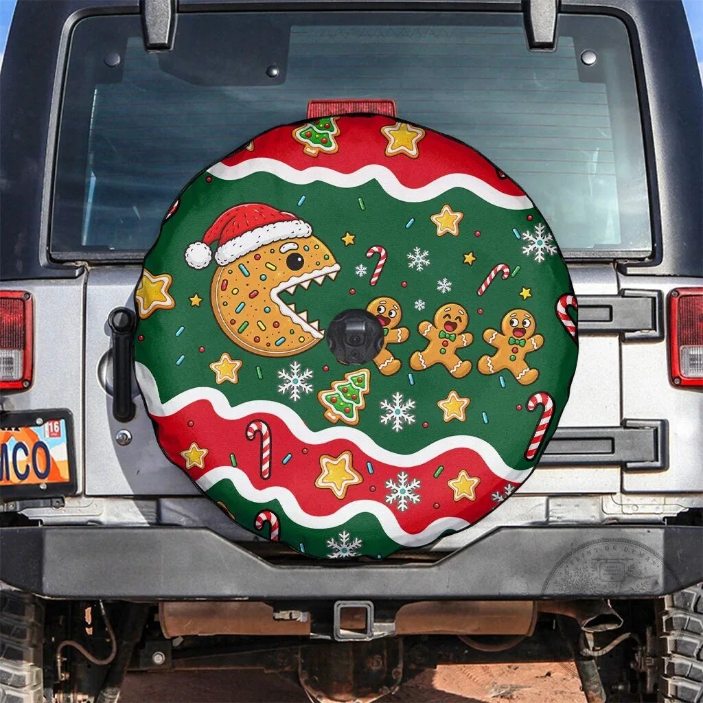 Christmas Gingerbread Cookie Pac-Man Game Holiday Spare Tire Cover 7 Christmas Gingerbread Cookie Pac-Man Game Holiday Spare Tire Cover