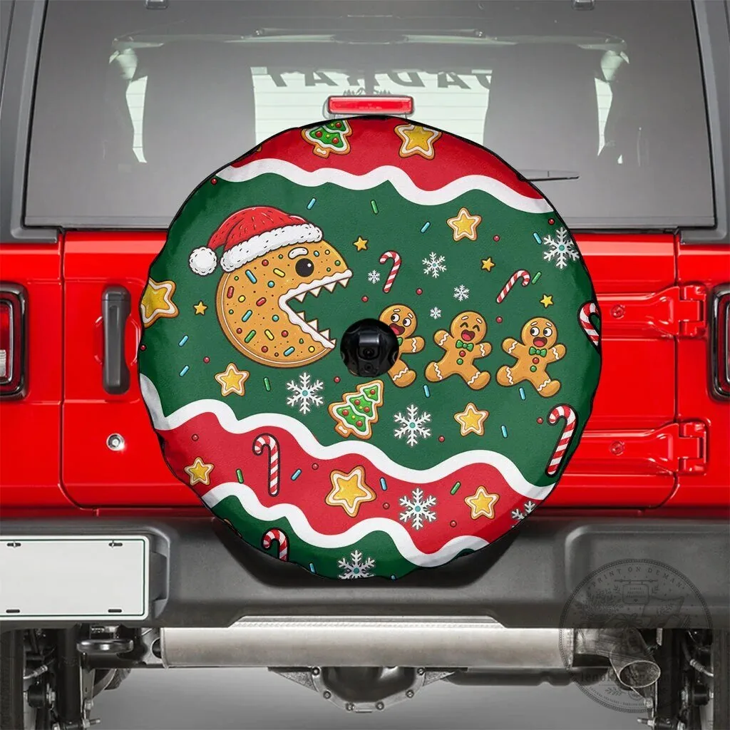 Christmas Gingerbread Cookie Pac-Man Game Holiday Spare Tire Cover 8 Christmas Gingerbread Cookie Pac-Man Game Holiday Spare Tire Cover