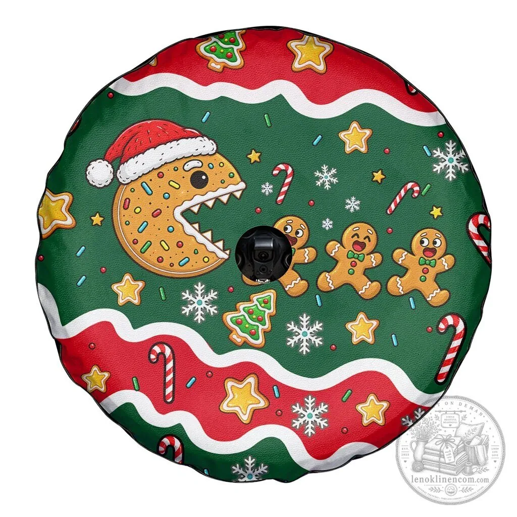 Christmas Gingerbread Cookie Pac-Man Game Holiday Spare Tire Cover 10 Christmas Gingerbread Cookie Pac-Man Game Holiday Spare Tire Cover