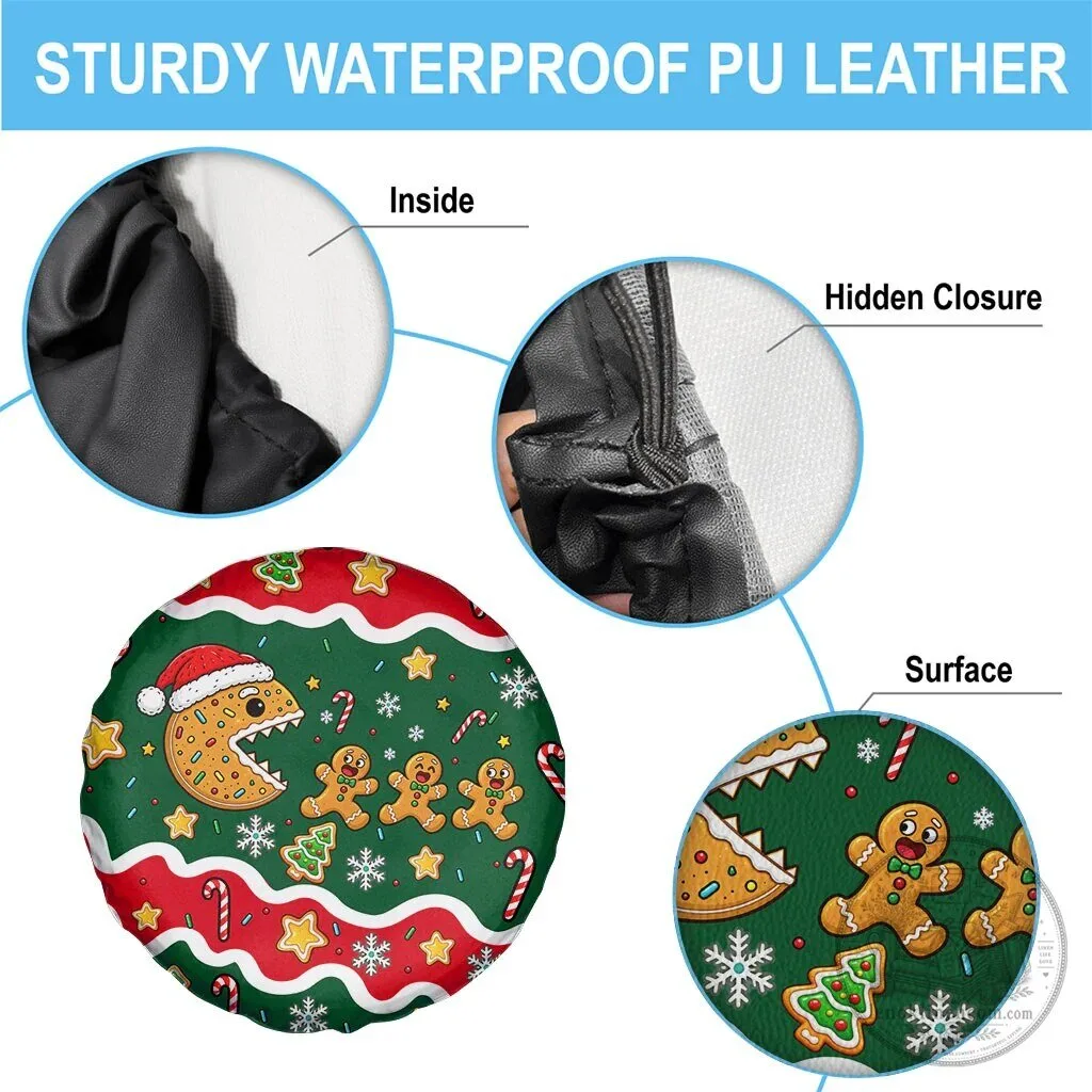 Christmas Gingerbread Cookie Pac-Man Game Holiday Spare Tire Cover 11 Christmas Gingerbread Cookie Pac-Man Game Holiday Spare Tire Cover