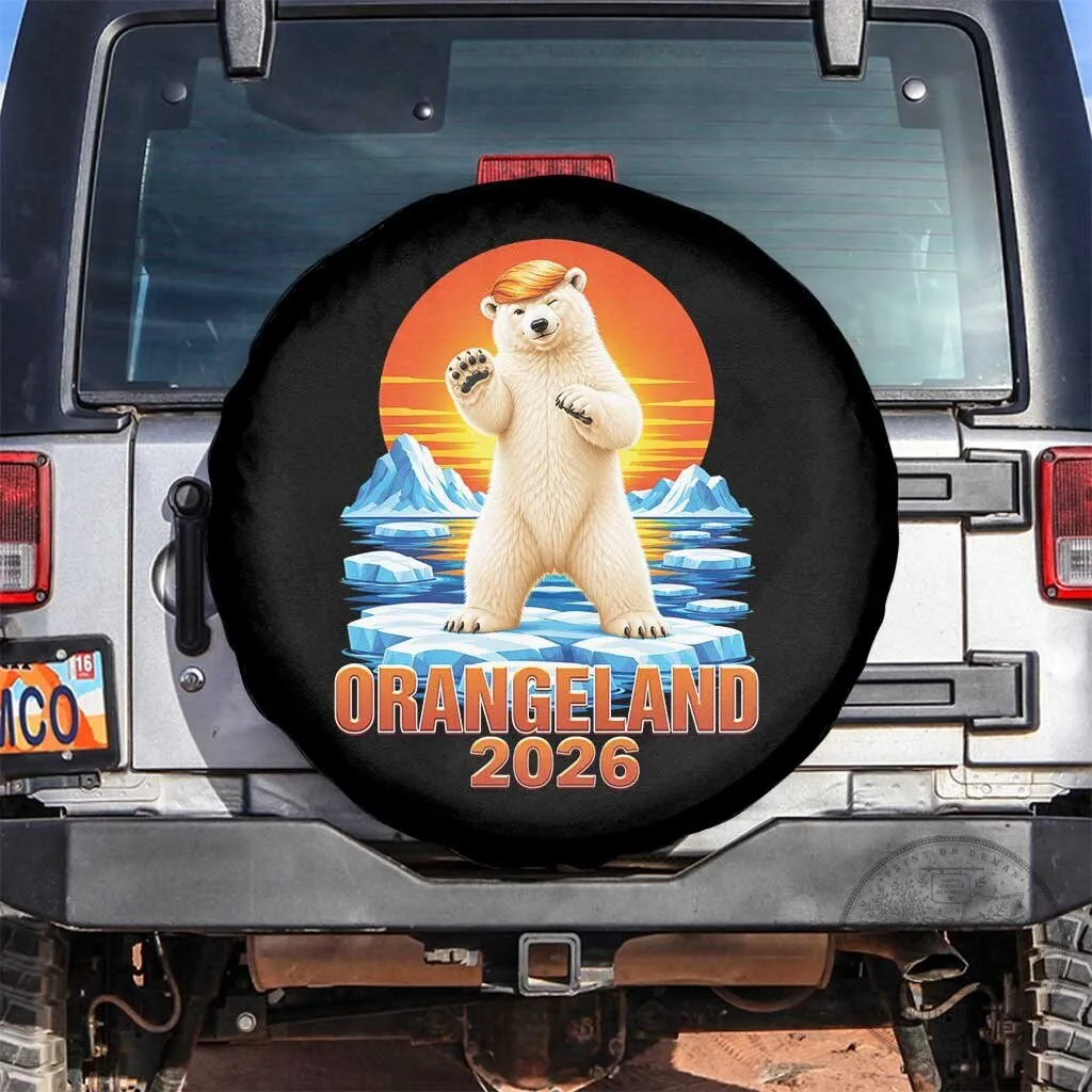 Orangeland 2026 Donald Trump Polar Bear Parody Spare Tire Cover