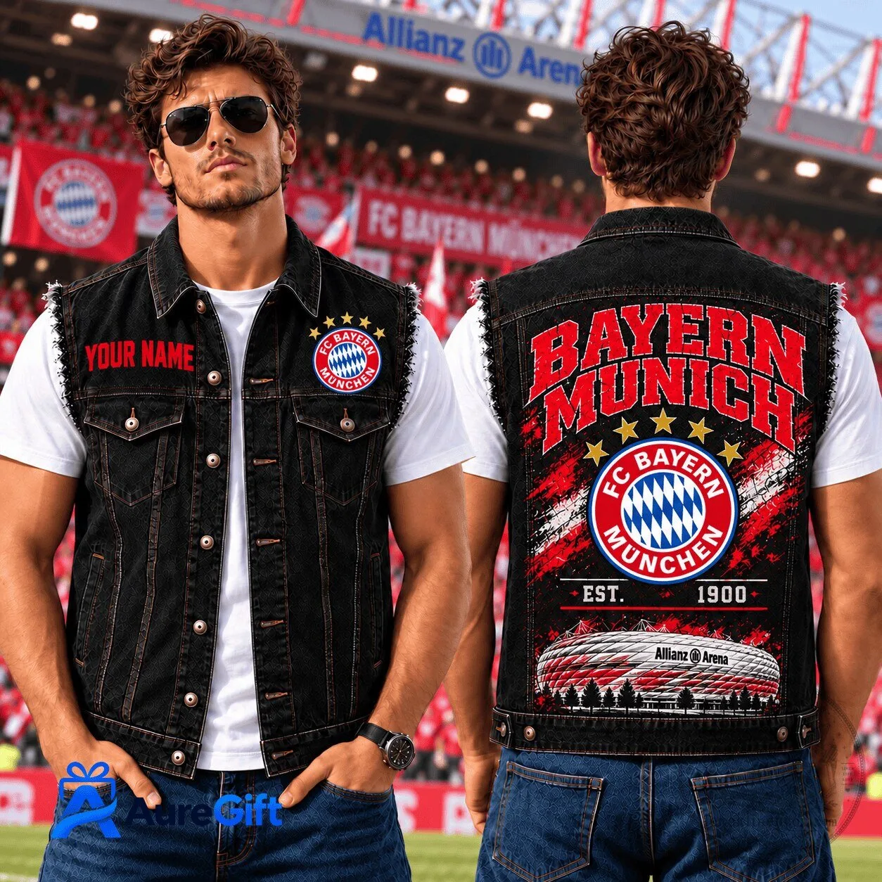 Bayern Munich Personalized Denim Vest for Men and Women, Football Club Apparel
