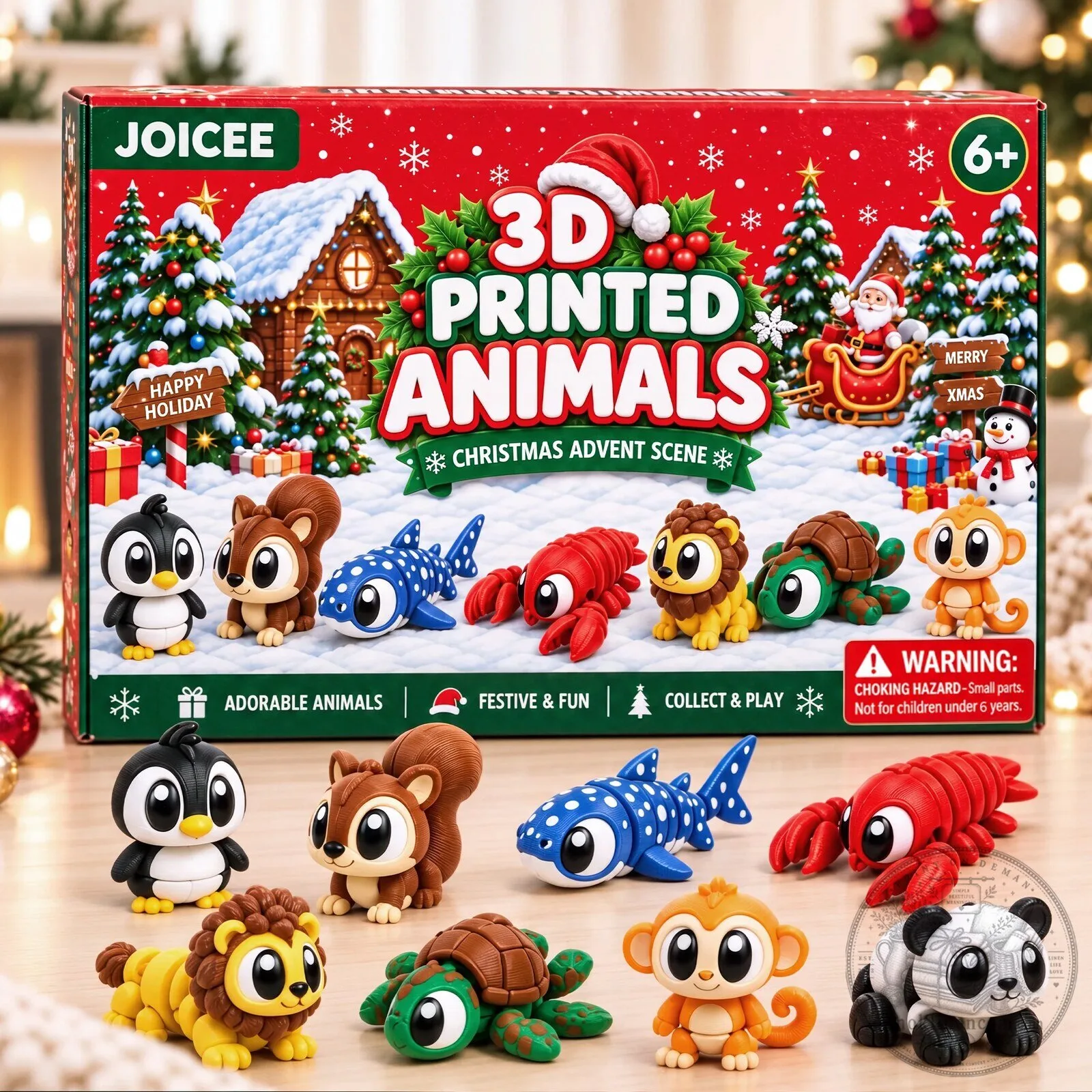 3D Printed Animals Christmas Advent Calendar with Collectible Figurines 2D